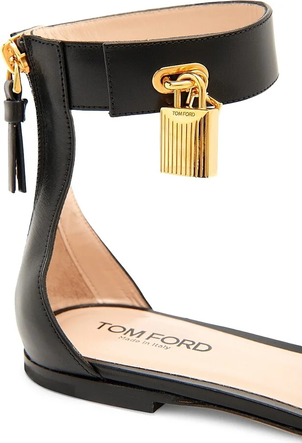 Women's Padlock Leather Sandals - Black - Size 6 - Image 5