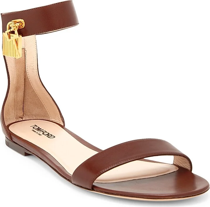 Women's Padlock Leather Sandals - Black - Size 6 - Image 6