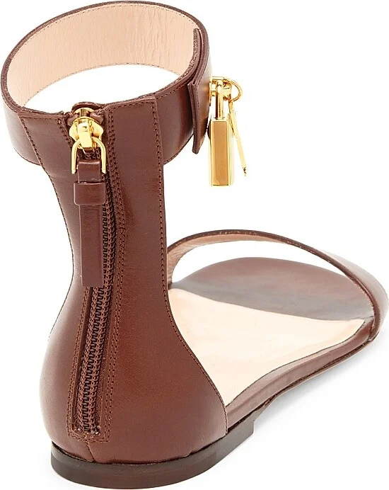 Women's Padlock Leather Sandals - Black - Size 6 - Image 7