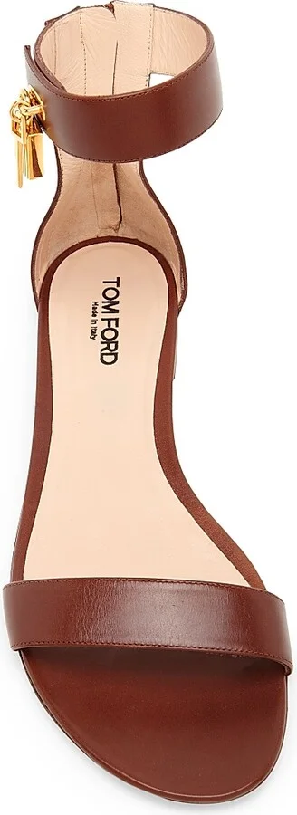 Women's Padlock Leather Sandals - Black - Size 6 - Image 8