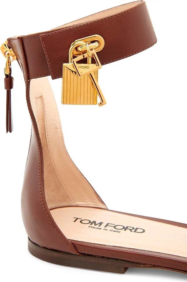 Women's Padlock Leather Sandals - Black - Size 6 - Image 9