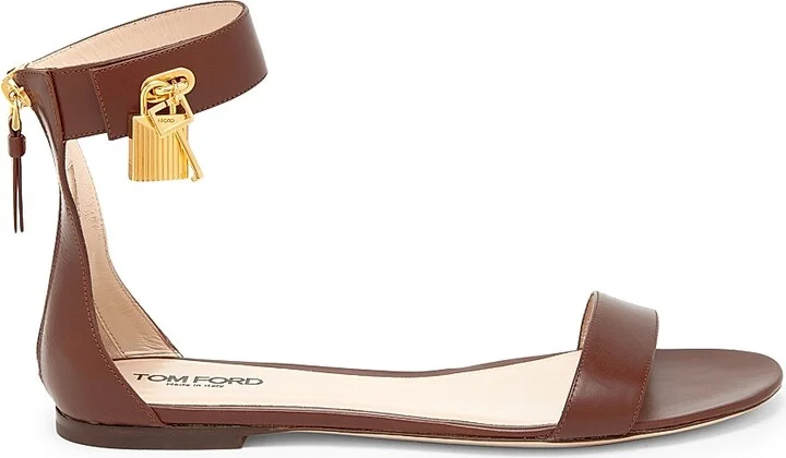 Women's Padlock Leather Sandals - Black - Size 6 - Image 10