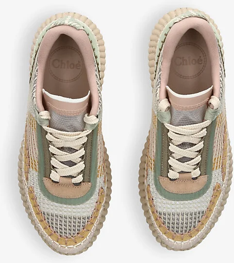 Womens Pale Green Nama Runner Low-Top Mesh and Woven Trainers Eur 37 / 4 Uk Women - Image 2