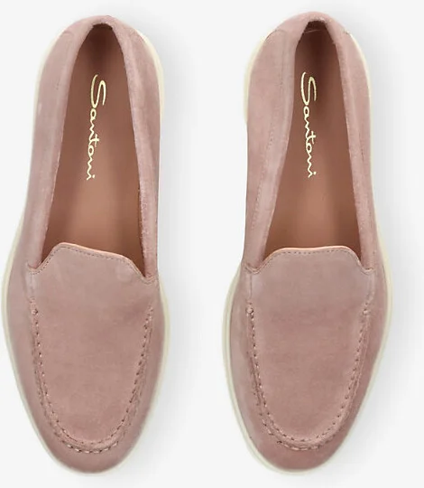 Womens Pale Pink Almond-Toe Suede Loafers Eur 39 / 6 Uk Women - Image 2