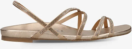 Womens Pale Pink Bera Crystal-Embellishment Leather Sandals Eur 36 / 3 Uk Women