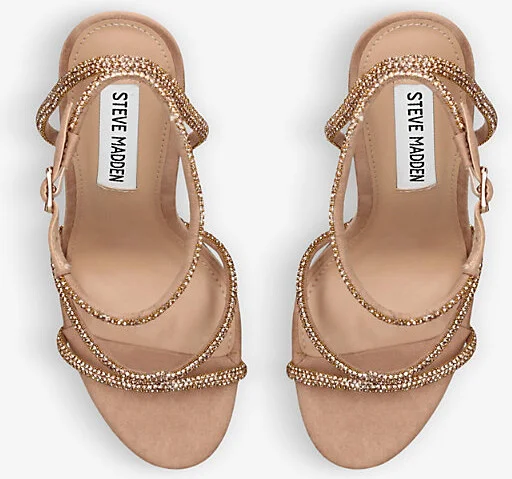 Womens Pale Pink Bryanna Rhinestone-Embellished Suede Sandals Eur 37 / 4 Uk Women - Image 2