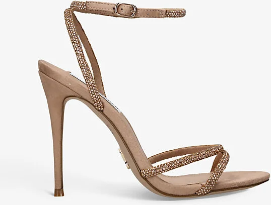 Womens Pale Pink Bryanna Rhinestone-Embellished Suede Sandals Eur 37 / 4 Uk Women