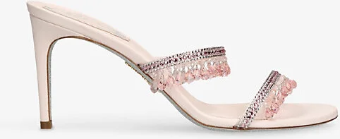 Womens Pale Pink Chandelier 80 Crystal-Embellished Heeled Satin Sandals Eur 36.5 / 3.5 Uk Women