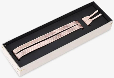 Womens Pale Pink Crystal-Embellished Woven Shoe Laces L
