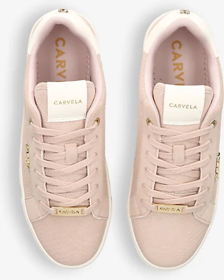 Womens Pale Pink Diamond Logo-Badge Faux-Leather Low-Top Trainers Eur 38/5 Uk Women - Image 2