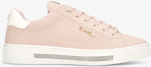 Womens Pale Pink Diamond Logo-Badge Faux-Leather Low-Top Trainers Eur 38/5 Uk Women