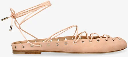 Womens Pale Pink Ghillies Leather Ballerina Flats Eur 39.5 / 6.5 Uk Women