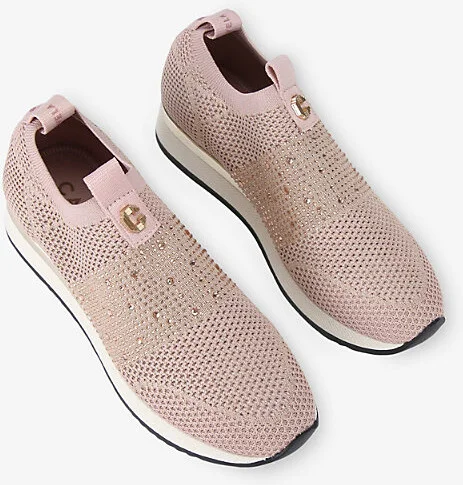 Womens Pale Pink Janeiro 2 Crystal-Embellished Knitted Low-Top Trainers Eur 39 / 6 Uk Women - Image 2