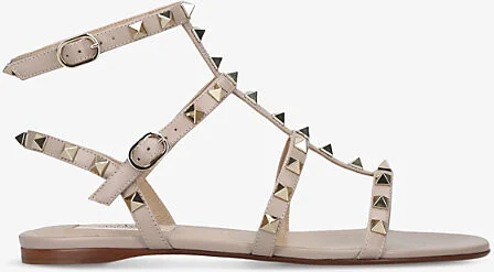 Womens Pale Pink Rockstud Gladiator Leather Sandals Eur 38/5 Uk Women