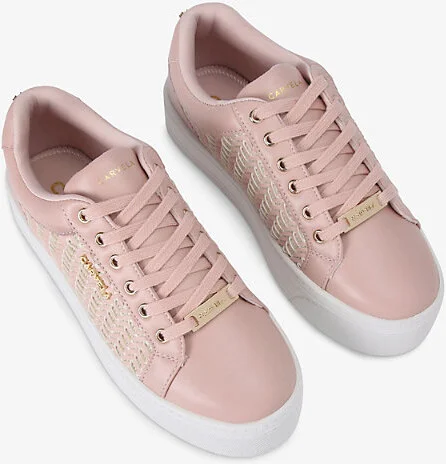 Womens Pale Pink Sardinia Logo-Embossed Faux-Leather Low-Top Trainers Eur 41 / 8 Uk Women - Image 2