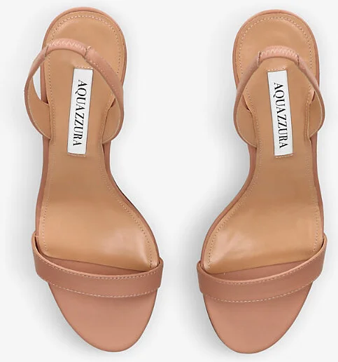 Womens Pale Pink So Nude Block-Heel Leather Sandals Eur 37 / 4 Uk Women - Image 2