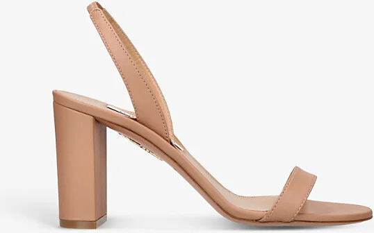 Womens Pale Pink So Nude Block-Heel Leather Sandals Eur 37 / 4 Uk Women