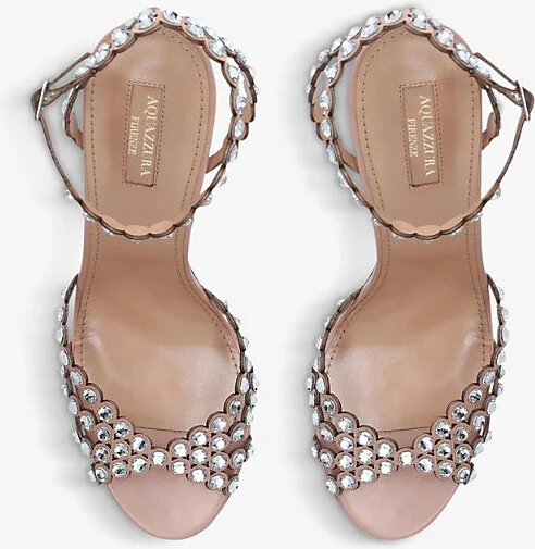 Womens Pale Pink Tequila 105 Gem-Embossed Leather Heeled Sandals Eur 39 / 6 Uk Women - Image 2