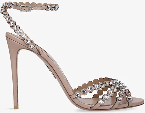 Womens Pale Pink Tequila 105 Gem-Embossed Leather Heeled Sandals Eur 39 / 6 Uk Women