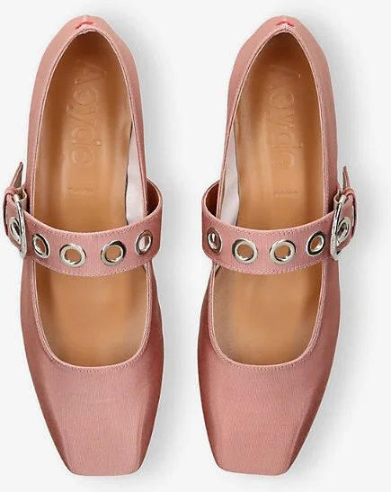 Womens Pale Pink Uma Eyelet-Embellished Grosgrain Mary Jane Flats Eur 39 / 6 Uk Women - Image 2