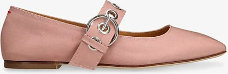 Womens Pale Pink Uma Eyelet-Embellished Grosgrain Mary Jane Flats Eur 39 / 6 Uk Women