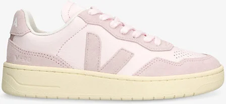 Womens Pale Pink V-90 Logo-Embroidered Leather Low-Top Trainers Eur 41 / 8 Uk Women