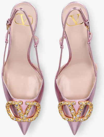 Womens Pale Pink Vlogo 80 Slingback Leather Heeled Courts Eur 37 / 4 Uk Women - Image 2