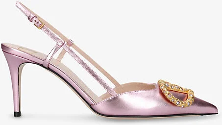 Womens Pale Pink Vlogo 80 Slingback Leather Heeled Courts Eur 37 / 4 Uk Women