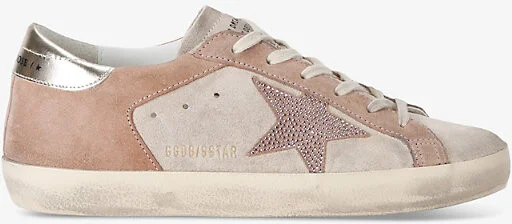 Womens Pale Pink Women's Superstar 25728 Star-Applique Low-Top Suede Trainers Eur 36 / 3 Uk Women
