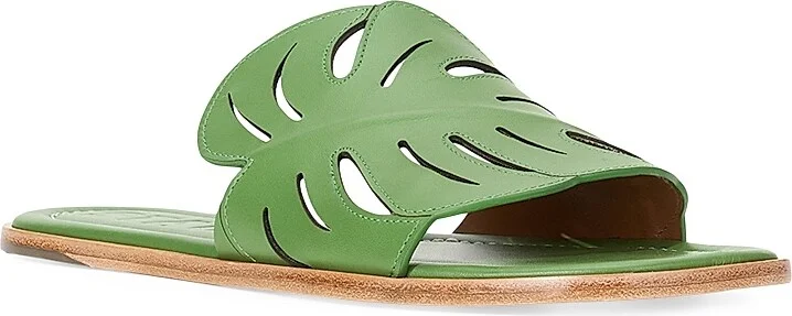 Women's Palm Leather Flat Sandals - Leaf - Size 5 - Image 2
