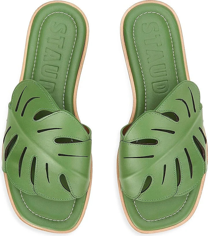 Women's Palm Leather Flat Sandals - Leaf - Size 5 - Image 4