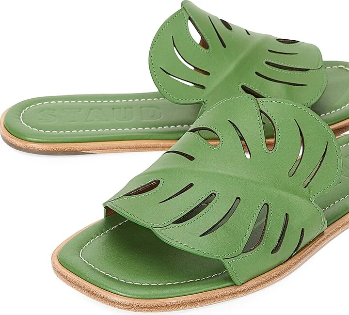Women's Palm Leather Flat Sandals - Leaf - Size 5 - Image 5