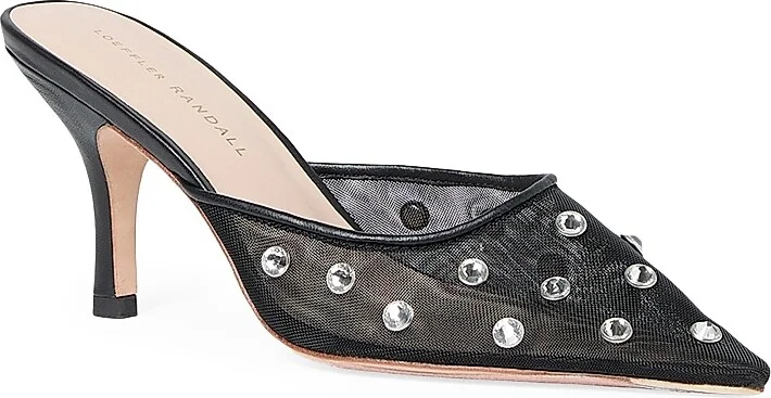 Women's Paloma 80MM Embellished Mesh Mules - Black - Size 9 - Image 2