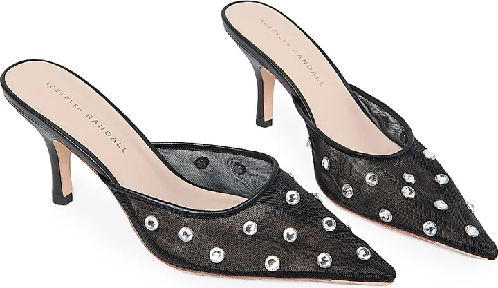 Women's Paloma 80MM Embellished Mesh Mules - Black - Size 9 - Image 3