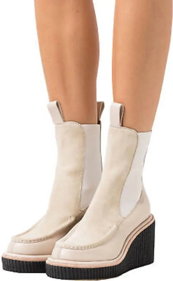 Women's Paloma Wedge Sloane Suede & Leather Chelsea Boots In Beige