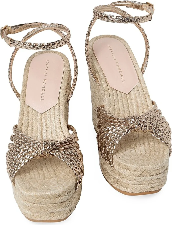 Women's Pamela Mignon 130MM Knot Wedge Sandals - Champagne Natural - Size 11 - Image 5