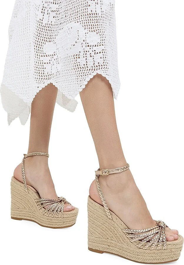 Women's Pamela Mignon 130MM Knot Wedge Sandals - Champagne Natural - Size 11 - Image 6