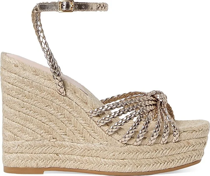 Women's Pamela Mignon 130MM Knot Wedge Sandals - Champagne Natural - Size 11