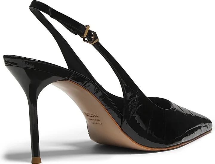 Women's Paola 100MM Croc-Embossed Pumps - Black - Size 6.5 - Image 3