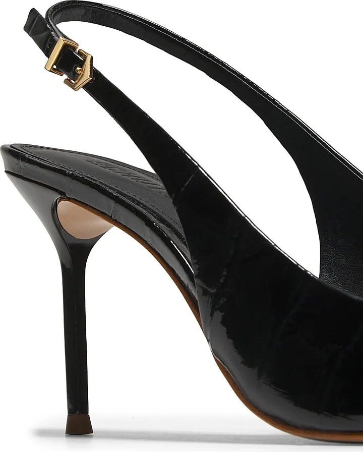 Women's Paola 100MM Croc-Embossed Pumps - Black - Size 6.5 - Image 5