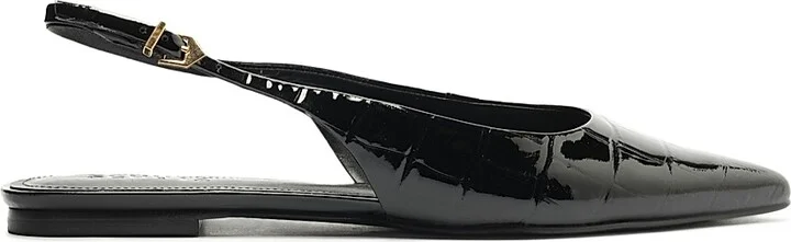 Women's Paola Patent Leather Ballet Flats - Black - Size 7.5