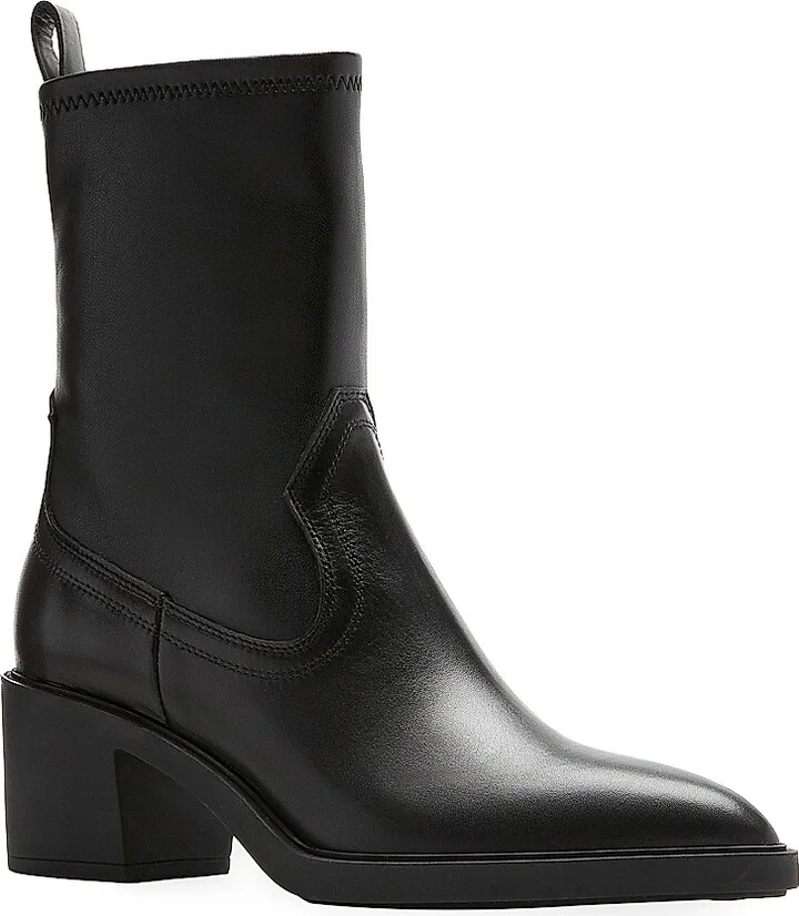Women's Parks 63MM Leather Block Heel Boots - Black - Size 5 - Image 2