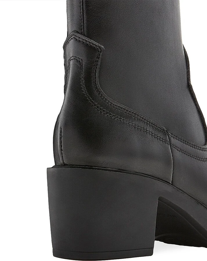 Women's Parks 63MM Leather Block Heel Boots - Black - Size 5 - Image 4