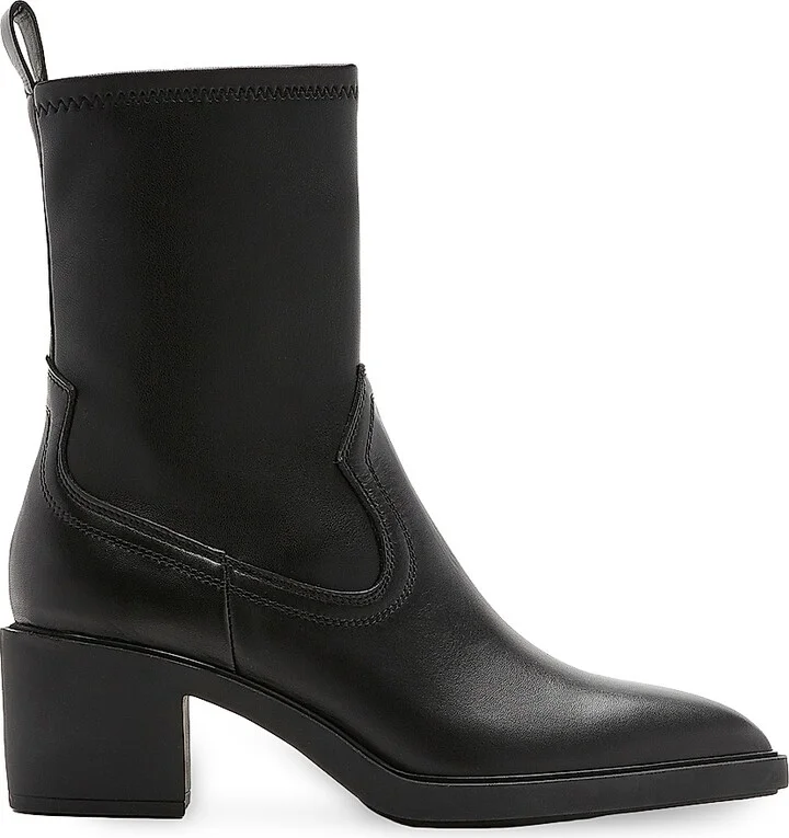 Women's Parks 63MM Leather Block Heel Boots - Black - Size 5