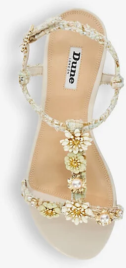Womens Pastel-Boucle Nature Floral Bead-Embellished Woven Sandals Eur 39 / 6 Uk Women - Image 2