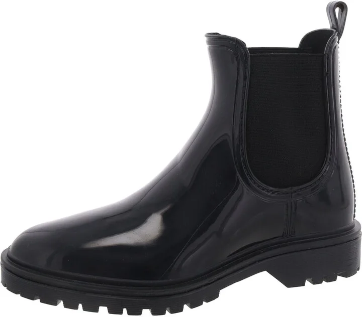 Womens Patent Block Heel Booties