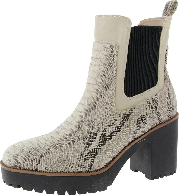 Womens Patent Block Heel Chelsea Boots