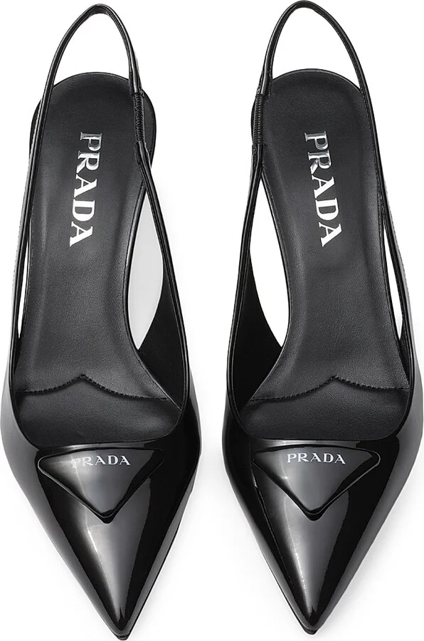 Women's Patent Leather 55MM Slingback Pumps - Black - Size 6 - Image 3