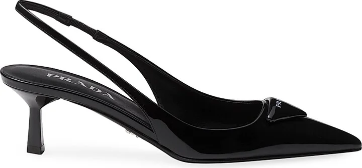 Women's Patent Leather 55MM Slingback Pumps - Black - Size 6