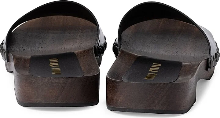 Women's Patent Leather Clogs - Black - Size 6 - Image 2